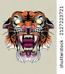 tiger neo traditional tattoo art | Shutterstock .eps vector #2127223721