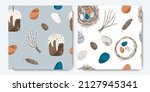 holy easter. cute egg  nest ... | Shutterstock .eps vector #2127945341