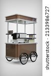 3d Illustration Coffee Cart And ...