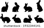 Easter Bunny Set. Rabbits Shadow