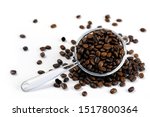 Roasted  Coffee Seeds In Metal...