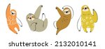 set of cute sloth vector.... | Shutterstock .eps vector #2132010141