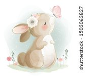 cute bunny playing with... | Shutterstock .eps vector #1503063827