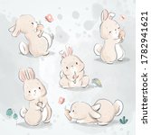 Cute Bunny And Carrot Doodle Set