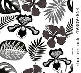 exotic floral jungle seamless... | Shutterstock .eps vector #493097854