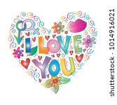 i love you hand lettering with... | Shutterstock .eps vector #1014916021
