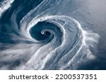 Hurricane from space. Satellite view. Super typhoon over the ocean. The eye of the hurricane. View from outer space. Some elements of this image furnished by NASA

