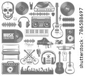 set of vector music elements.... | Shutterstock .eps vector #786588697