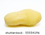 Raw Peeled Potatoes On White...