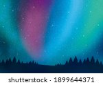 aurora and forest scenery... | Shutterstock . vector #1899644371