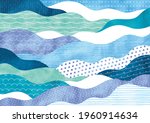 wave pattern design watercolor... | Shutterstock . vector #1960914634