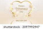 heart shape golden line with... | Shutterstock .eps vector #2097992947