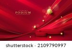 red product display podium with ... | Shutterstock .eps vector #2109790997