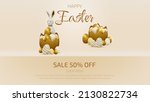 3d realistic bunny with gold... | Shutterstock .eps vector #2130822734
