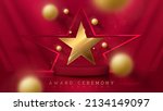 gold star with red podium... | Shutterstock .eps vector #2134149097