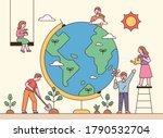 people around the big globe are ... | Shutterstock .eps vector #1790532704