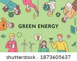 green energy lifestyle. people... | Shutterstock .eps vector #1873605637