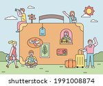people on vacation around big... | Shutterstock .eps vector #1991008874