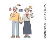two old couples holding hands... | Shutterstock .eps vector #2015948897