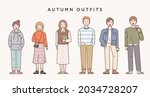 autumn casual fashion of young... | Shutterstock .eps vector #2034728207