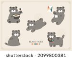 cute black tiger character... | Shutterstock .eps vector #2099800381
