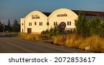 Small photo of La Horra, Burgos, Spain, Sept 6, 2021: facade of Bodega de la Asuncion in La Horra, Burgos, Spain. Sept. 6, 2021 in La Horra, Burgos, Spain