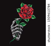 Skeleton Hand Holding Rose...