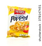 Small photo of Winneconne, WI - 17 Feb 2016: Bag of Herr's potato popped chips in chipotle mango flavor