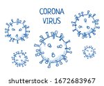 Set Of Corona Virus Icons. Hand ...