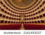 Small photo of NAPLES, ITALY - CIRCA JANUARY 2014: Interior of San Carlo theater (Teatro di San Carlo) with the royal dais in the middle, Naples, Italy.
