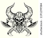 viking skull with crossed axes... | Shutterstock .eps vector #1191299584