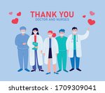 thank you doctor and nurses.... | Shutterstock .eps vector #1709309041