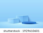 modern blue cube and cylinder... | Shutterstock .eps vector #1929610601