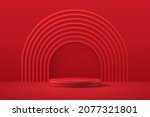 red and gold realistic 3d... | Shutterstock .eps vector #2077321801