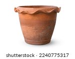 Small photo of Old brown potted plants, spinning pots, isolated on white background.