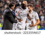 Small photo of WARSAW, POLAND - 11 OCTOBER, 2022: UEFA Champions League match, FC Shakhtar Donetsk - Real Madrid 1:1, o.p: Antonio Rudiger of Real after scoring the goal