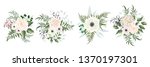 set of vector flowers. beige... | Shutterstock .eps vector #1370197301