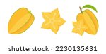 Carambola vector. star shaped yellow fruit