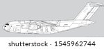 Boeing C-17 Globemaster III. Outline vector drawing.