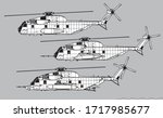 Sikorsky CH-53 Sea Stallion. Vector drawing of heavy-lift cargo helicopter. Side view. Image for illustration and infographics.