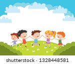 kids. boys and girls plays and... | Shutterstock .eps vector #1328448581