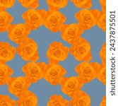 Small photo of Rose flower. Decorative art-deco design element, floral ornament. Seamless pattern for bandana, shawl, hijab, neck scarf. Kerchief design or tablecloth print, scarf, towel. For textile, cotton fabric.