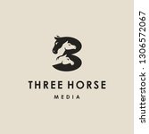 three horse  3 horse  number 3... | Shutterstock .eps vector #1306572067