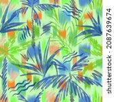 palm tree seamless pattern.... | Shutterstock . vector #2087639674