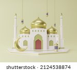 3d modern ramadan kareem design ... | Shutterstock . vector #2124538874