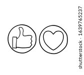 hand drawn thumb up and heart... | Shutterstock .eps vector #1639765237