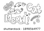 hand drawn cute cat. vector... | Shutterstock .eps vector #1898564977