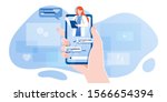 smartphone screen with female... | Shutterstock .eps vector #1566654394