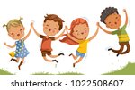boys and girls are playing... | Shutterstock .eps vector #1022508607