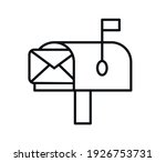 Mailbox icon, letter and mail, mailbox sign, vector graphics on a white background.
